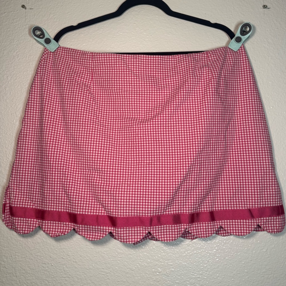 Mountain Lake Pink Gingham Scalloped Hem Mini Skort